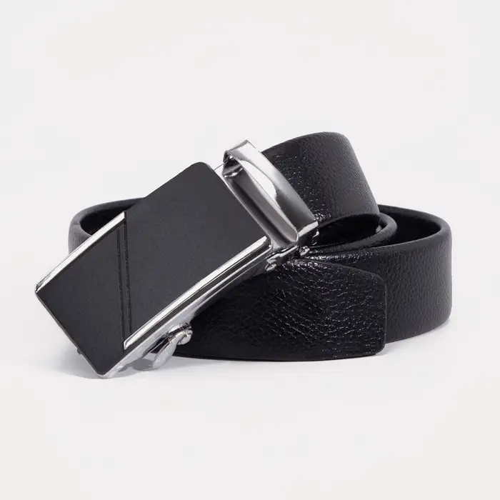 Ремень мужской длинный, длина 125 см, ширина 3.5 см, пряжка автомат, чёрный