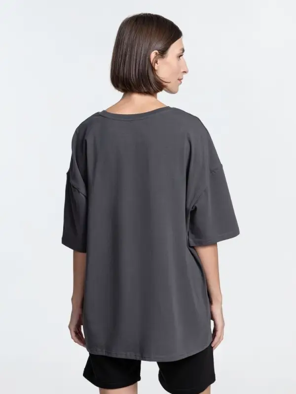 Футболка унисекс оверсайз Crosstown, темно-серая, размер XL