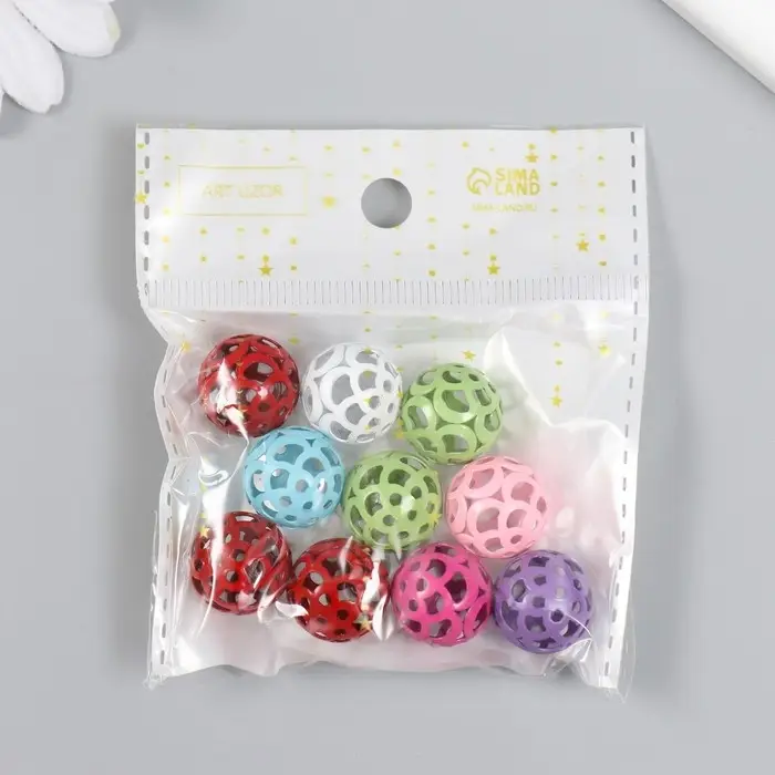 Бусина для творчества металл "Шарик с узорами" МИКС 1,6х1,6х1,6 см