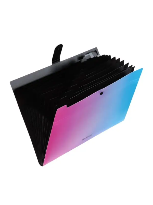 Папка А4 Radiance, 12 отделений, 600 мкм, на кнопке, розовый/голубой градиент