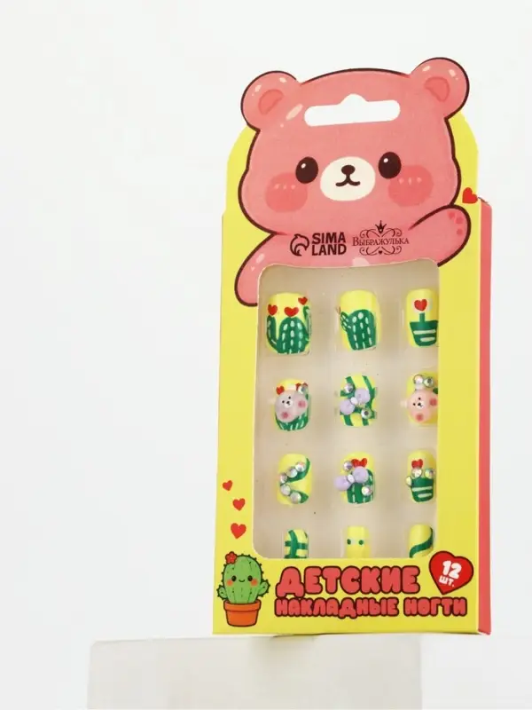 Детские накладные ногти &laquo;Мишка&raquo;, 12 шт.