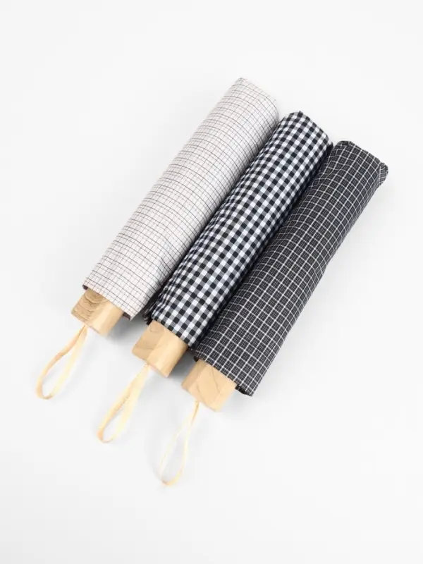 Зонт механический &laquo;Мелкая клетка&raquo;, эпонж, 4 сложения, 8 спиц, R=48/55 см, d=96 см, МИКС