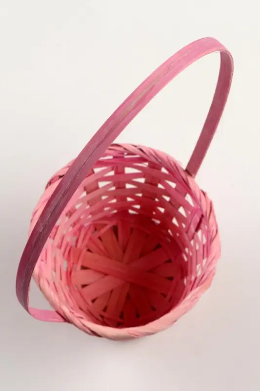 Корзина плетёная для хранения, 13&times;13&times;9.5 см, ручка h=21 см, бамбук, светло - розовая, Greengo