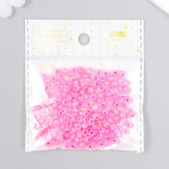 Бисер круглый 6/0  Бисер круглый 6/0 "Розово-сиреневый перламутр" 20 гр