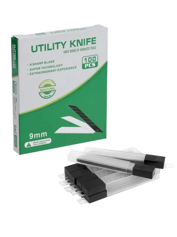 Лезвия для ножей ТУНДРА, сегментированные, 9 мм, 10 контейнеров по 10 лезвий, 100 шт.