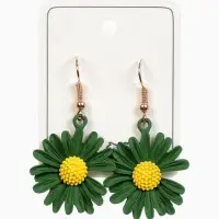 Серьги металл &laquo;Яркость&raquo;, ромашки, жёлто-зелёные