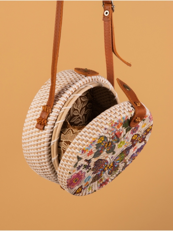 Сумка плетеная ротанг Сумка плетеная ротанг "Бабочки", 15х6х60 см