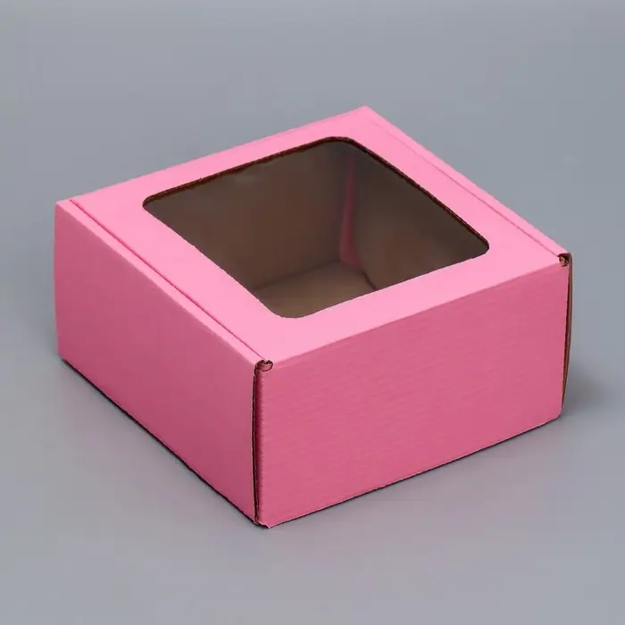 Коробка подарочная сборная с окном, упаковка, &laquo;Розовый&raquo;, 16 х 8 х 16 см