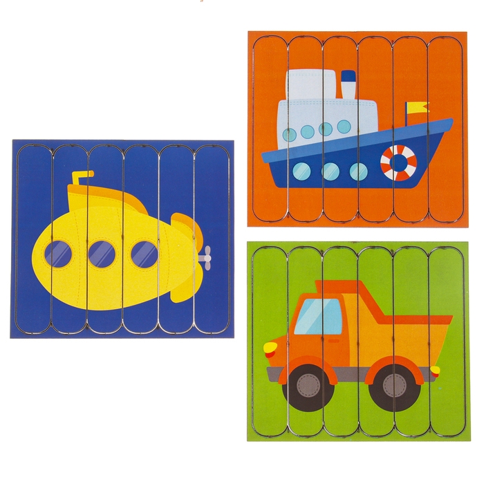 Головоломка. Собери 6 картинок «Транспорт», двусторонние палочки Головоломка. Собери 6 картинок «Транспорт», двусторонние палочки