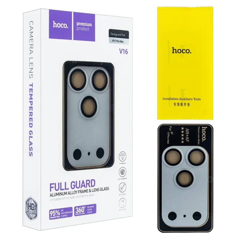 Защитное стекло для камеры iPh 17 Pro Max V16 Hoco Silver