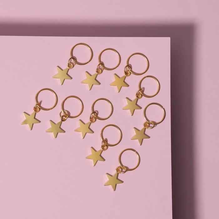 Пирсинг для волос «Звезда», 2,8 × 1,3 см, 10 шт, цвет золотистый