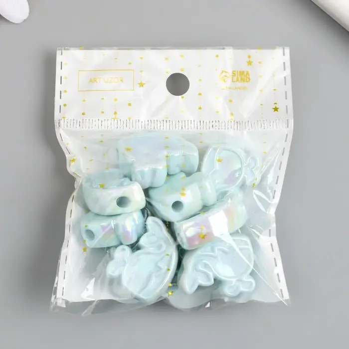 Бусина для творчества пластик "Кит с фонтанчиком. Перламутровый глянец" МИКС 0,8х2,6х2,2 см   975928