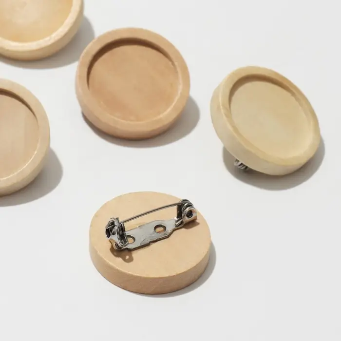 Основа для броши деревянная d=2,5 см, набор 5 шт., цвет светло-коричневый