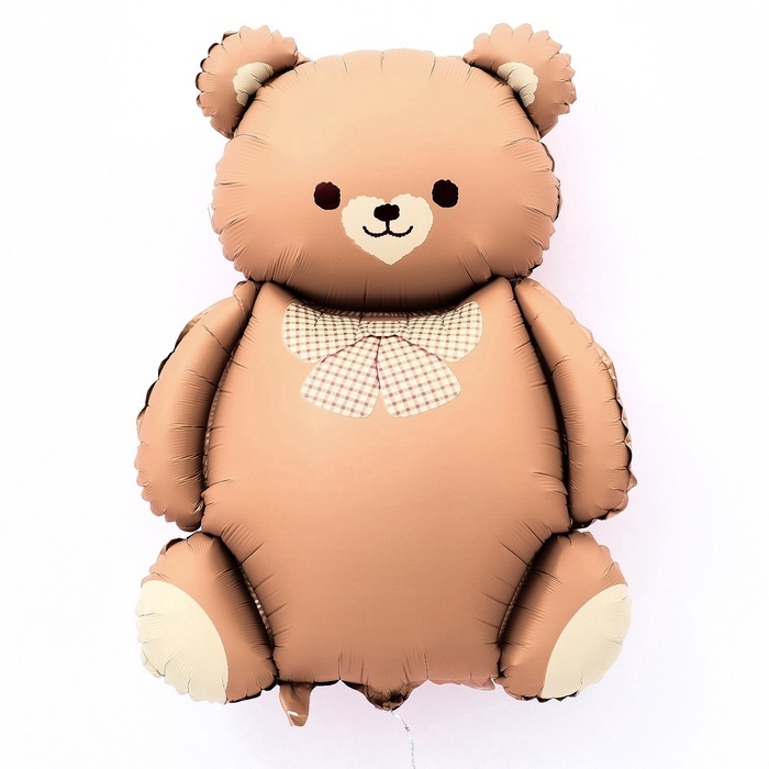 Воздушный шар фольгированный 35 Воздушный шар фольгированный 35" «Мишка с бантом», фигура, матовый