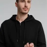 Толстовка на молнии с капюшоном унисекс King, черная, размер XS