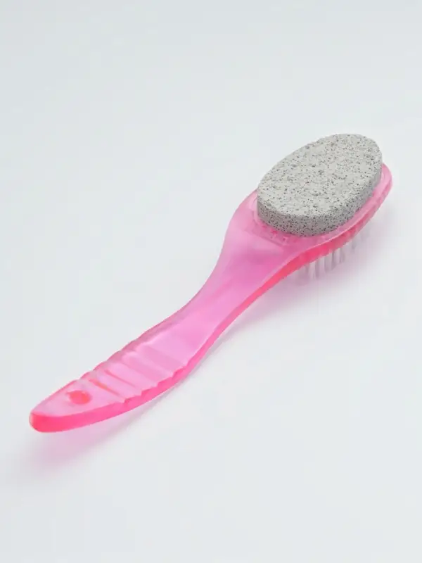 Пемза для педикюра, с щёткой, двусторонняя, 20 см, МИКС