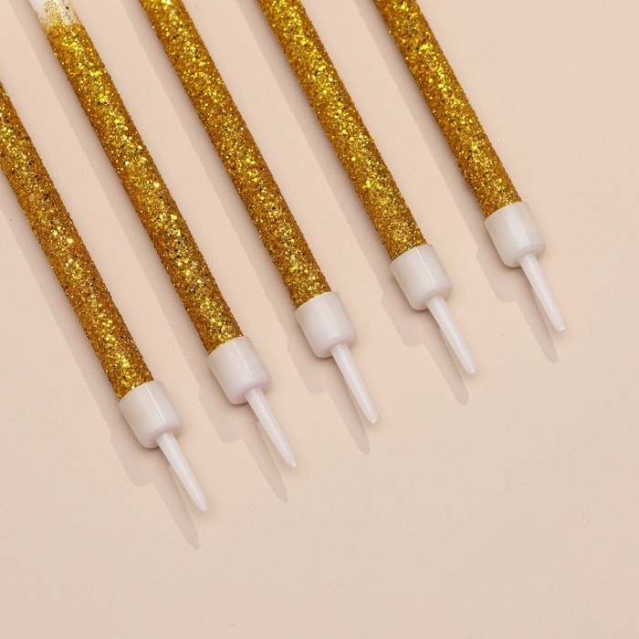 Свечи для торта Свечи для торта "Блестящее сияние", 6 шт, белые с золотым