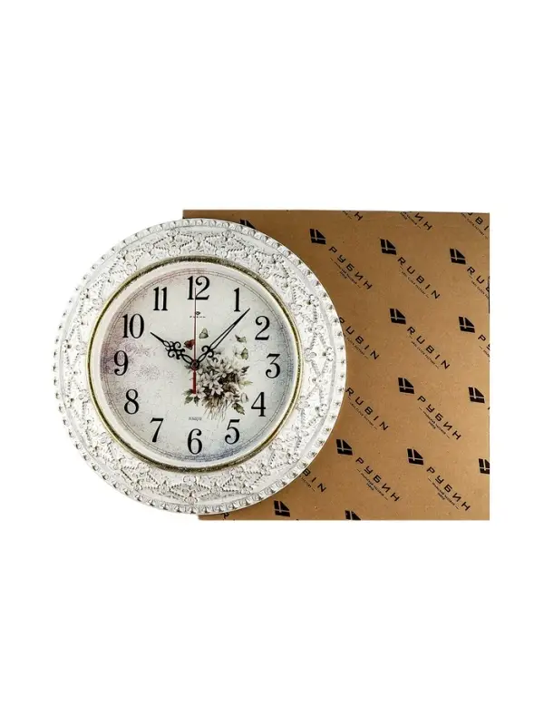 Часы настенные классические &laquo;Полевые цветы&raquo;, бесшумные, плавный ход, d=38 см, золотистые, от батарейки 1&times;АА