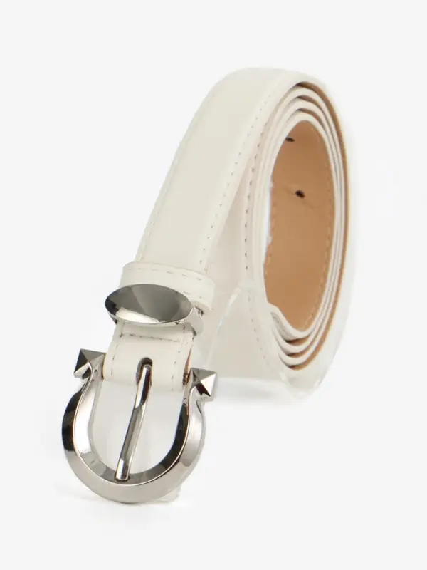 Ремень женский, 110&times;2.3 см, пряжка металл, серебристая, белый