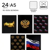 Тетрадь 24 листа в клетку Calligrata &laquo;Россия&raquo;, блок офсет, 5 В МИКС