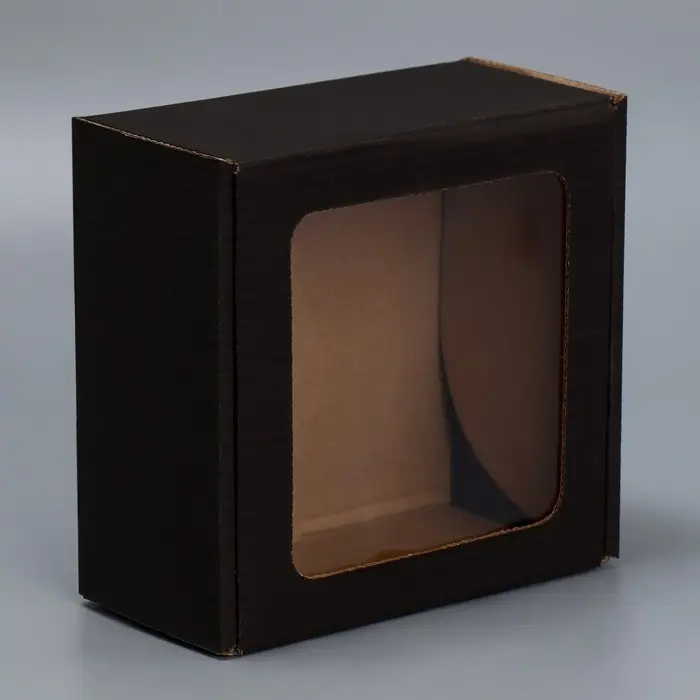 Коробка подарочная сборная с окном, упаковка, «Черный», 16 х 8 х 16 см Коробка подарочная сборная с окном, упаковка, «Черный», 16 х 8 х 16 см