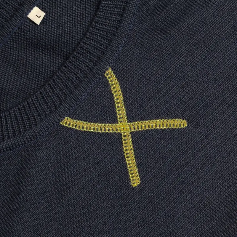 Джемпер Stitch с контрастной отделкой, синий с зеленым, размер S Джемпер Stitch с контрастной отделкой, синий с зеленым, размер S