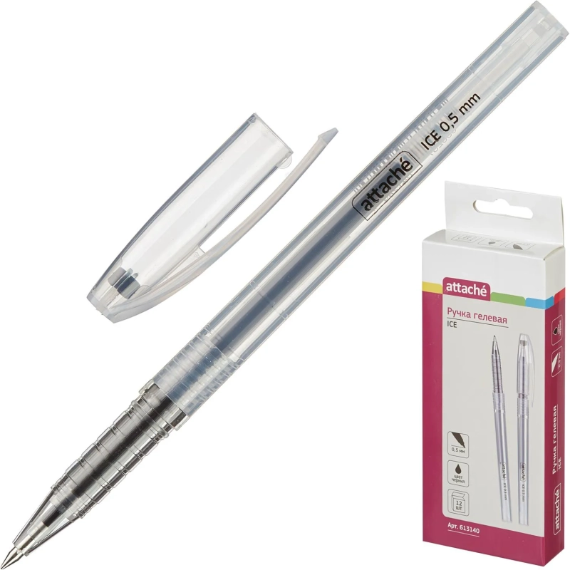 Ручка гелевая неавтомат. Attache Ice черный стерж, 0,5мм
