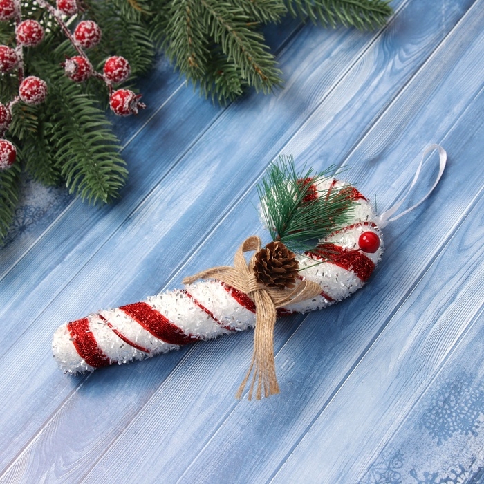 Украшение ёлочное Украшение ёлочное "Новогодний леденец" 17х7,5 см, бело-красный