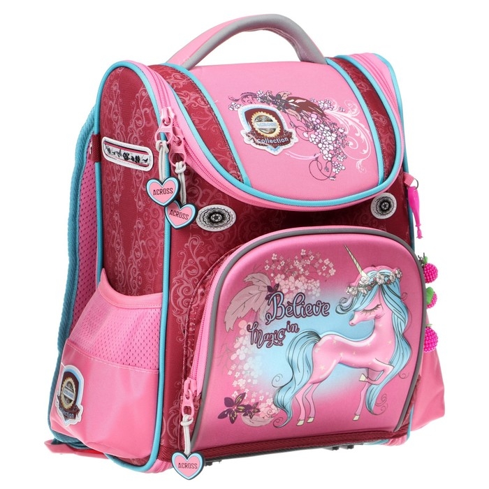 Ранец школьный Стандарт, раскаладной, 36 х 29 х 17 см, Across 191, наполнение: мешок, розовый ACR22-191-10 Ранец школьный Стандарт, раскаладной, 36 х 29 х 17 см, Across 191, наполнение: мешок, розовый ACR22-191-10