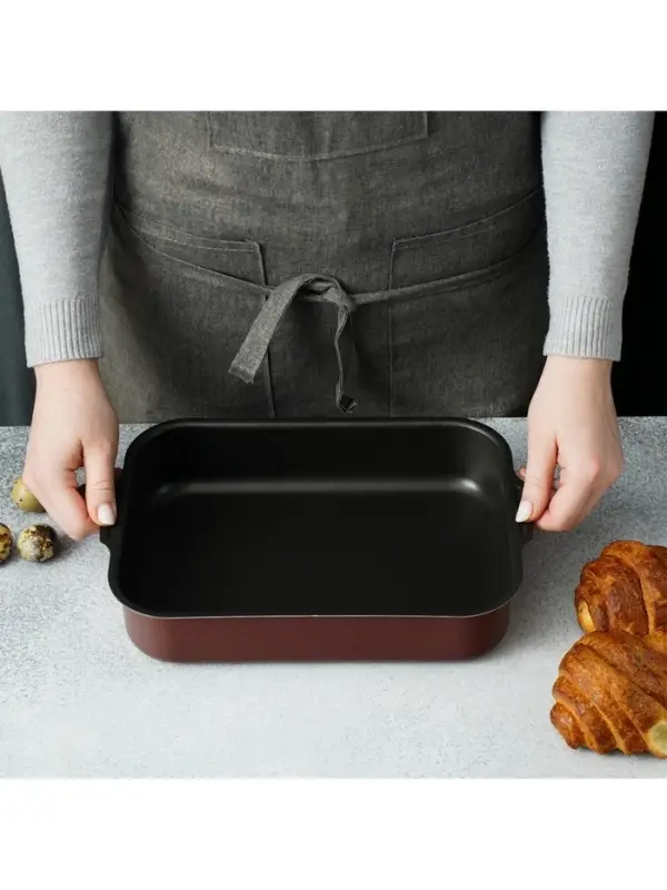 Противень Доляна Promo, 19&times;25 см, h=5.5 см, антипригарное покрытие, бордовый