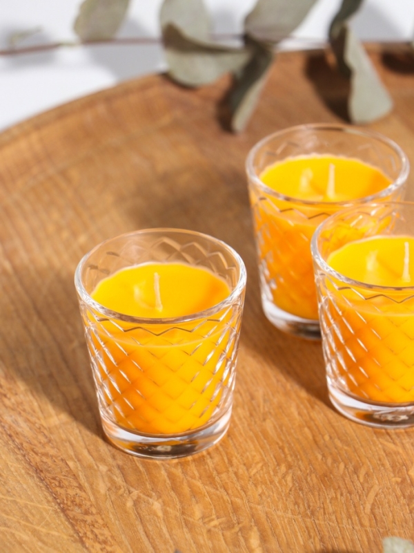 Свеча ароматическая в стакане (набор 3 шт) по 50 мл, 10 ч, 32 гр, ЦИТРУС-ГРЕЙПФРУТ