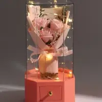 Шкатулка декоративная &laquo;Роза Love&raquo;, с подсветкой, 3хААА,, LN1445, 10&times;10&times;20.5 см, розовая