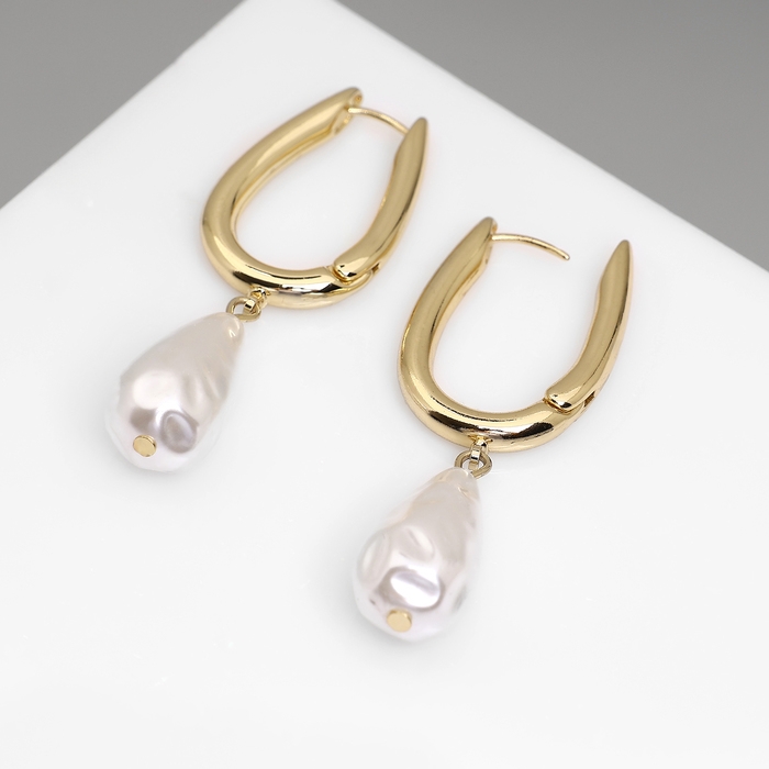 Серьги с жемчугом «Бусина» груша, цвет золото Серьги с жемчугом «Бусина» груша, цвет золото