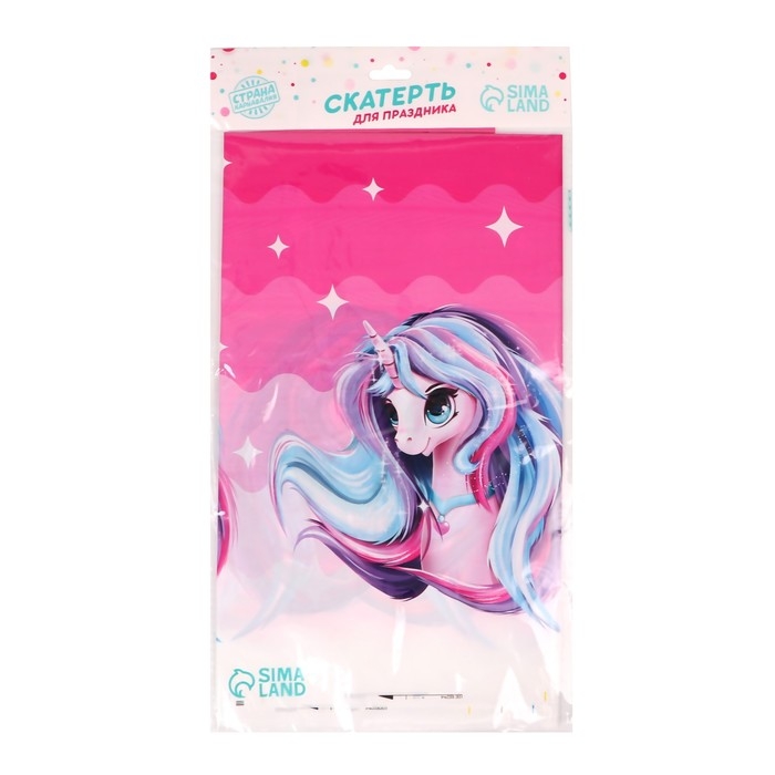 Скатерть одноразовая &laquo;Сказочная единорожка&raquo;, 137 &times; 180 см, розовая