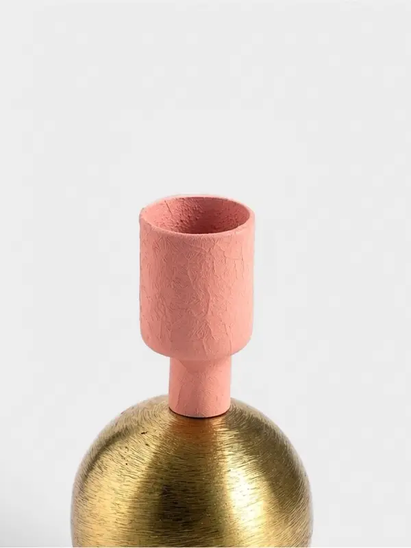 Подсвечник на 1 свечу текстурный &laquo;Пудровый&raquo;, с 1 сферой, 7.5&times;7.5&times;11.5 см