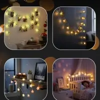 Гирлянда &laquo;Нить&raquo; 2 м, роса с насадками &laquo;Ёлочка&raquo;, IP20, серебристая нить, 20 LED, 2 режима, от батареек АА&times;2, свечение белое