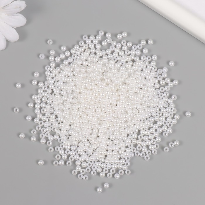 Набор бусин Набор бусин "Жемчуг" d 4 мм, 250 гр, белый