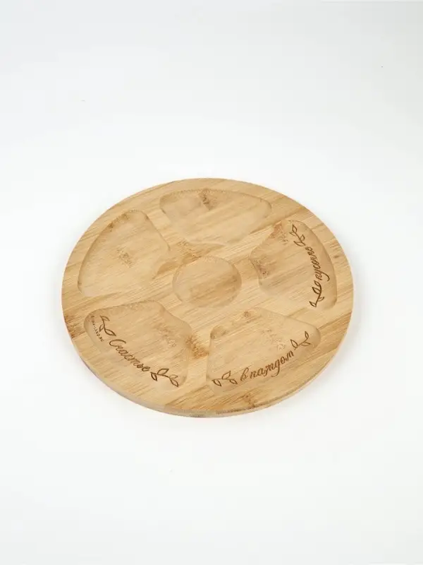 Менажница &laquo;Цветы&raquo; из бамбука, 25 см