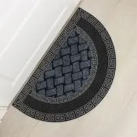 Коврик придверный полукруглый Доляна &laquo;Меандр&raquo;, 44&times;74 см, серебряный