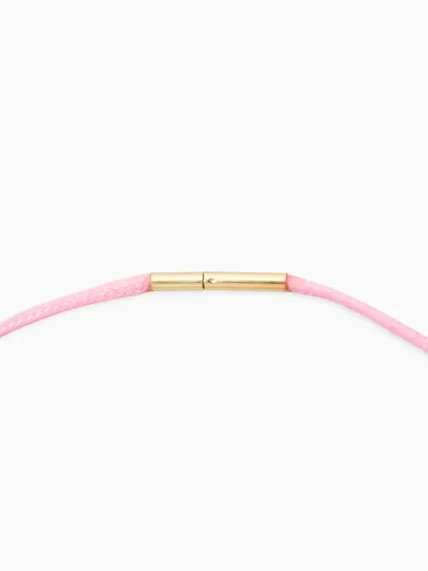 Шнурок вощеный 40см d=2 мм, винтовой замок, нейлон, цвет розовый с золотом