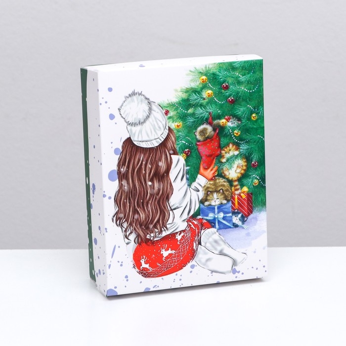 Новый год. Коробка подарочная новогодняя складная, Новый год. Коробка подарочная новогодняя складная, "Счастья", 16,5 х 12,5 х 5,2 см