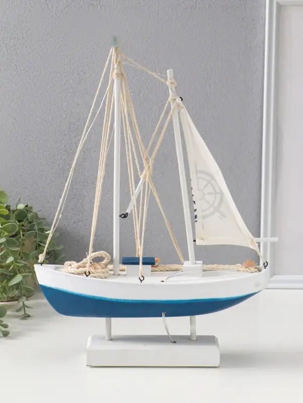 Сувенир дерево LED "Корабль со штурвалом на парусе"2хАА 28х8,5х39 см