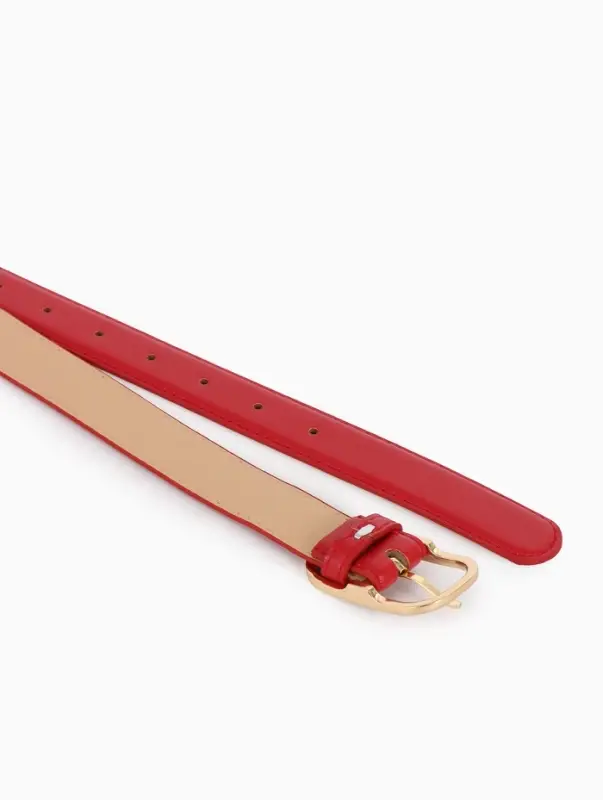Ремень женский, 110&times;3 см, классическая пряжка металл, красный