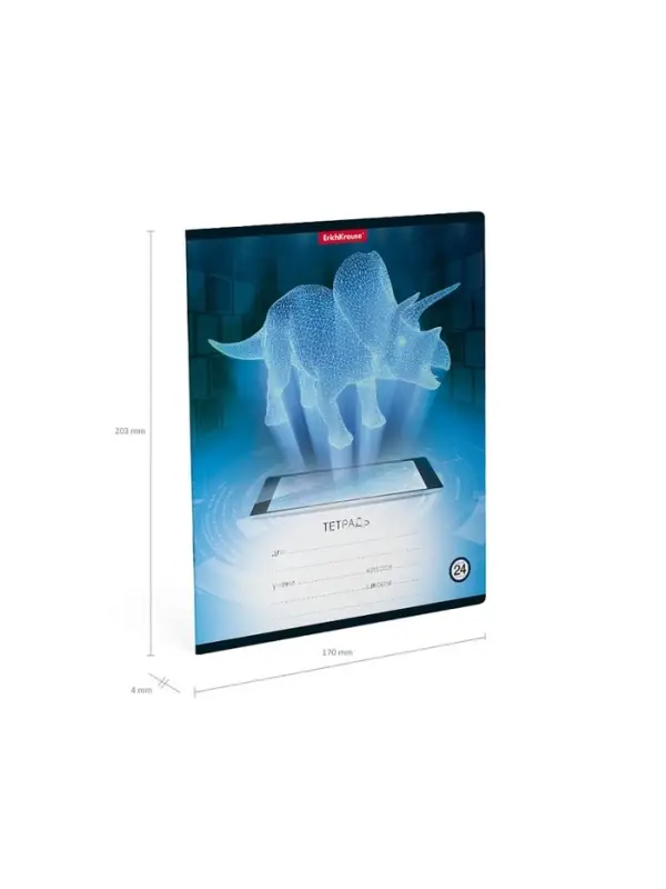 Тетрадь 24 листа в линейку ErichKrause Digital Dino, обложка мелованный картон, с принтом