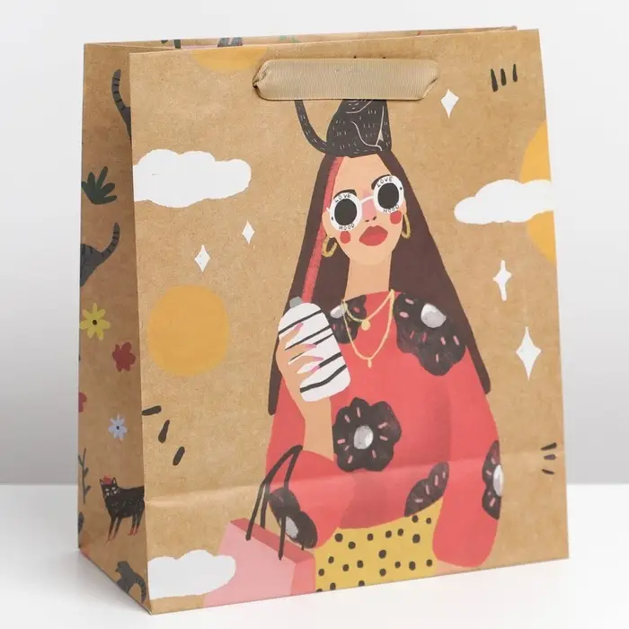 Пакет подарочный крафтовый, упаковка, &laquo;Beautiful&raquo;, ML 23 х 27 х 11.5 см