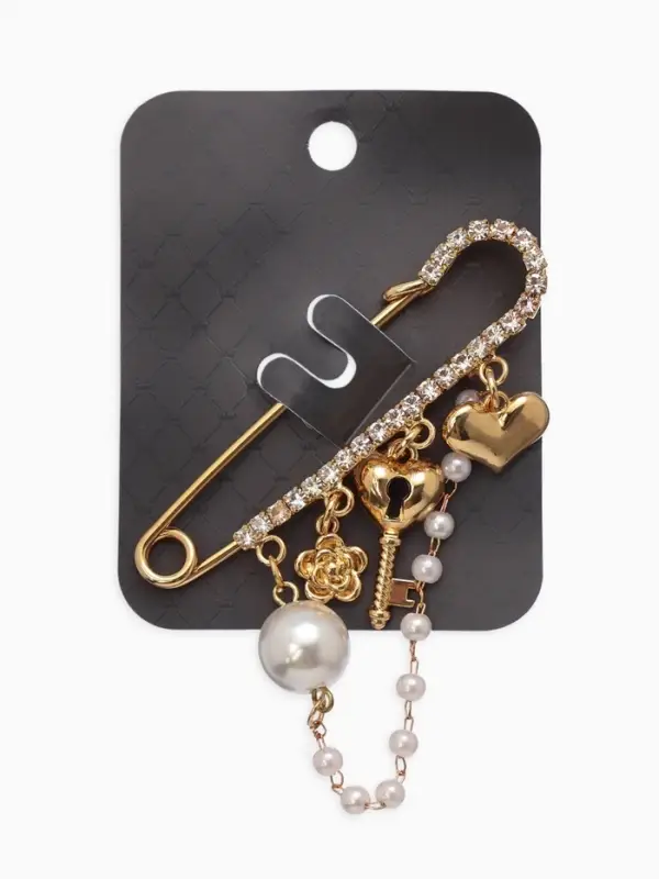 Булавка Булавка "Ключик от сердца", l=6.5, цвет белый в золоте