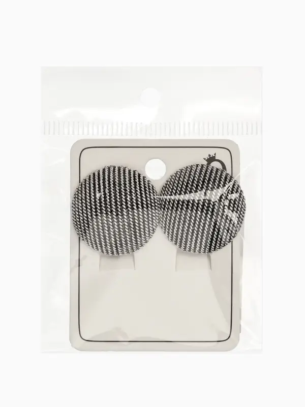 Серьги клипсы для ушей QF &laquo;Круг в рубчик&raquo;, цвет чернёное серебро