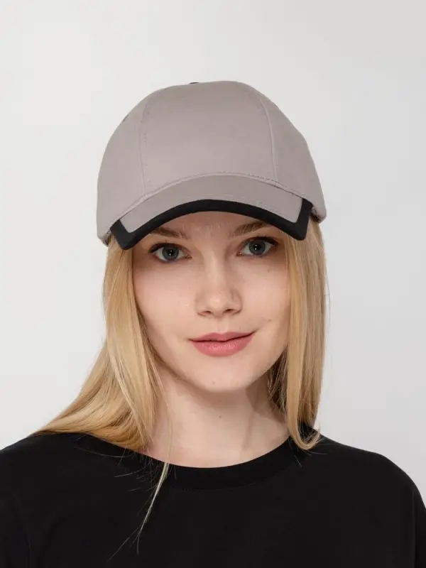 Бейсболка Honor, серая с черным кантом Бейсболка Honor, серая с черным кантом