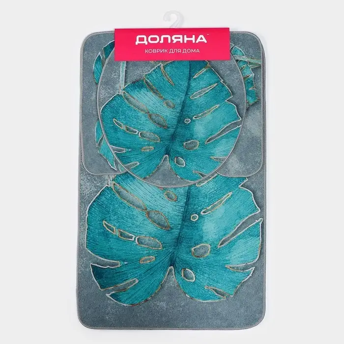 Коврики для ванной и туалета Доляна &laquo;Тропический&raquo;, 3 шт., 50&times;80 см, 50&times;40 см, 40&times;43 см