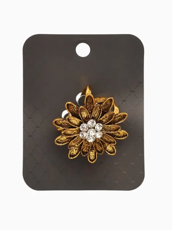 Кольцо для платка Кольцо для платка "Цветок Хризантема", цвет белый в чернёном золоте